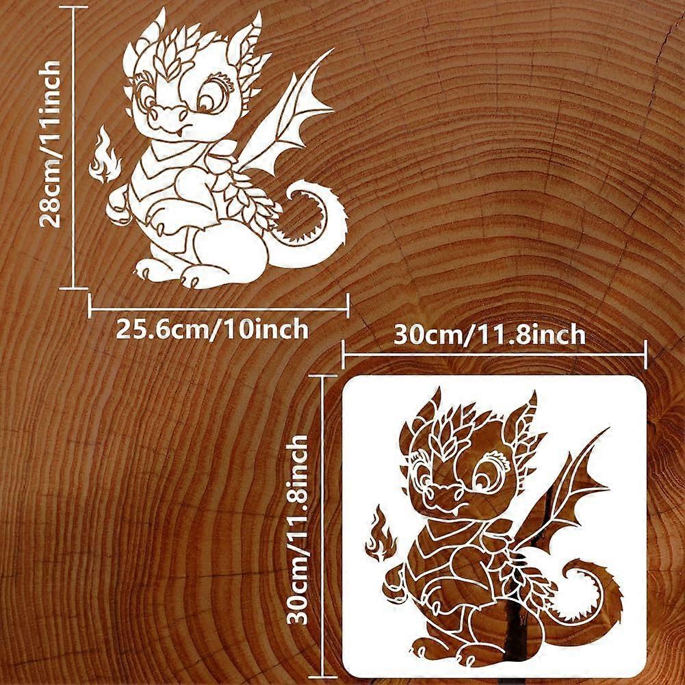 MAYJOYDIY Dragon & Castle Painting Stencils Set - 2 Reusable Plastic Templates (11.8"x11.8" & 11.7"x8.3") With Brush For Wood, Windows, DIY Crafts 1 thumbnail image
