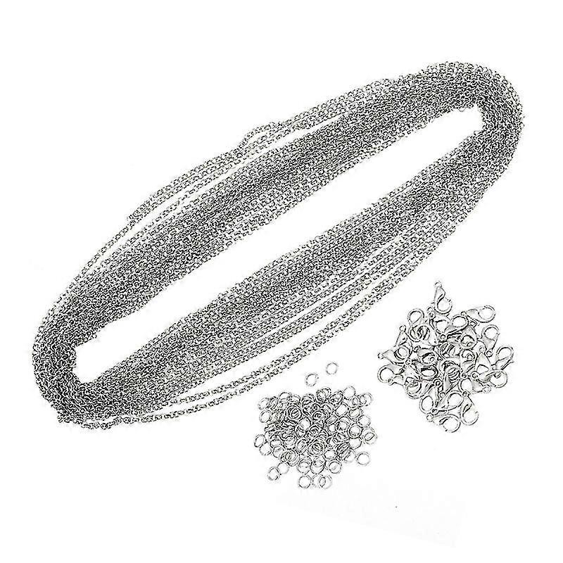 131pcs iron plated round o-shaped chain lobster buckle opening ring combination set cable chain link bulk for jewelry making