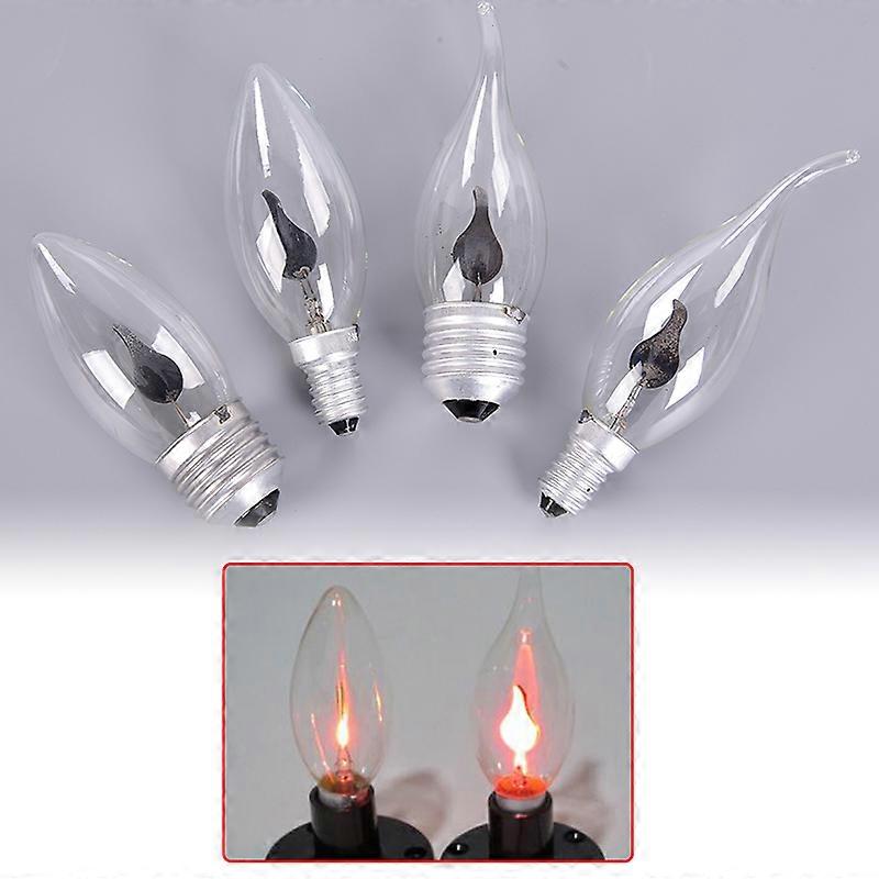 LED Edison Bulb E14 E27 3W Flame Fire Lighting Vintage Flickering Effect Tungsten Novel Candle Tip Lamp Orange Red