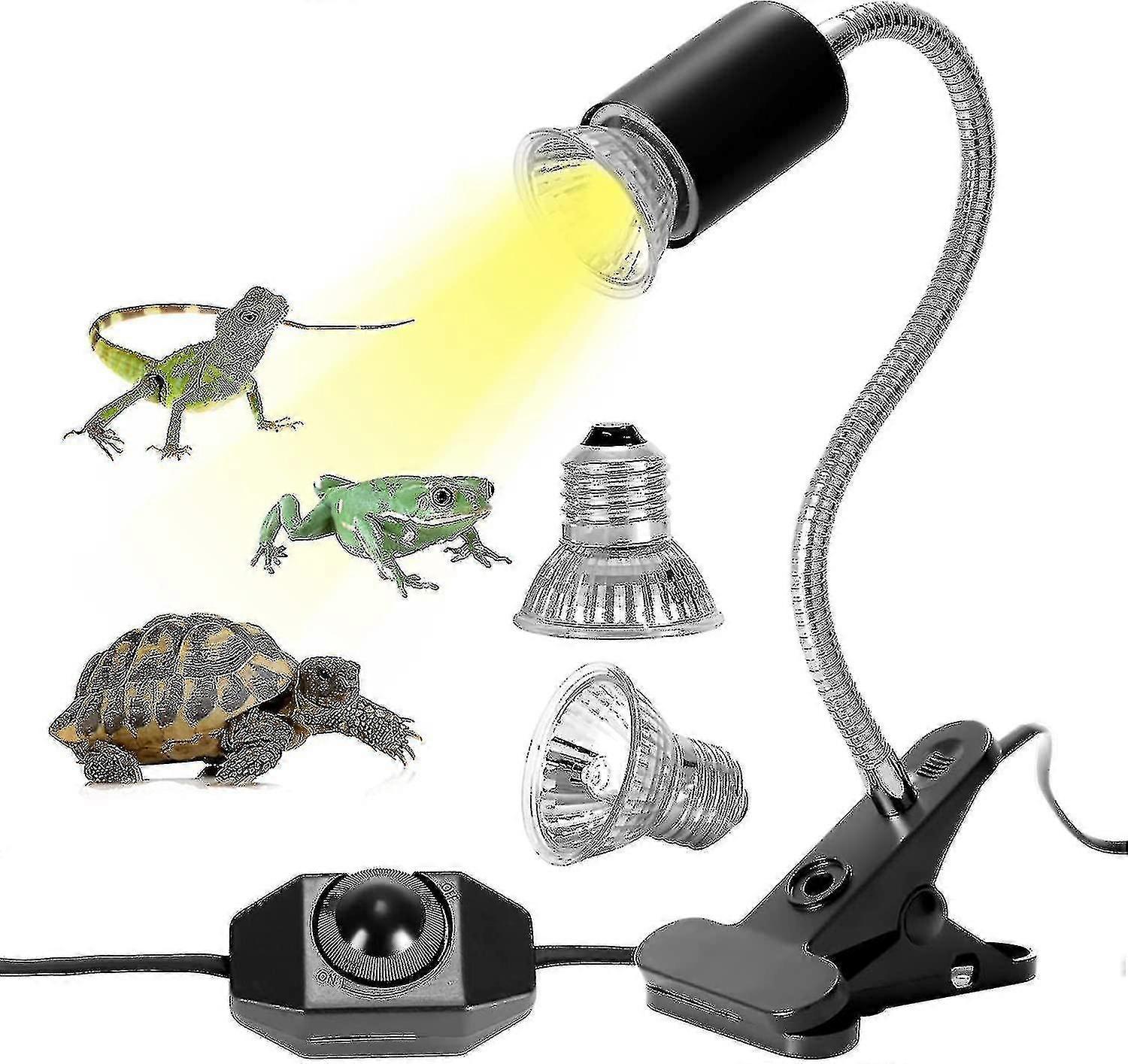 Tortoise Heat Lamp Kit Reptile Heat Lamp With 2 Uva Uvb Bulbs 25w 50w Long Base Tortoise Lamp 360 Rotation For Tortoise Reptile Lizards Snakes Chamele