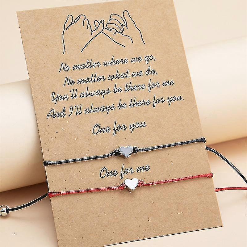 2 Pcs Pinky Promise Bracelets, Adjustable Handmade String Rope Relationship Bracelets Friendship Couple