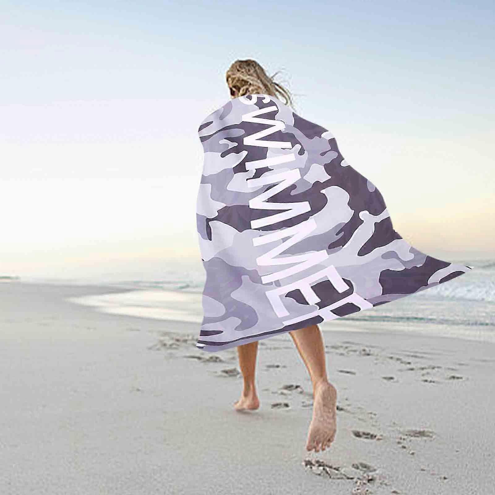 Serviette de plage en microfibre Super Légère Colorée Serviette De Bain Couverture De Plage Sablée Serviette Multi-Usage Pour Voyage Piscine 28x60 Pouces Flye0628