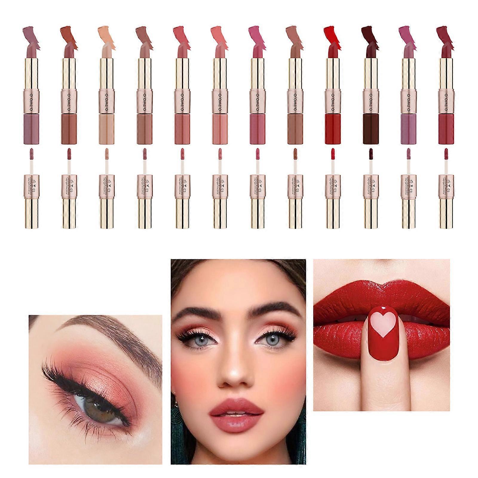 2 in1 Lip Liner Lippenstift Matte Lipgloss Pen Bleistift Doppelend Lasting