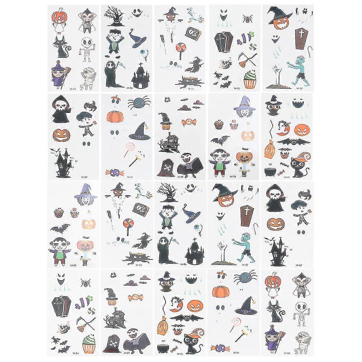 20pcs Halloween Glow-in-the-dark Stickers Temporary Assorted Color