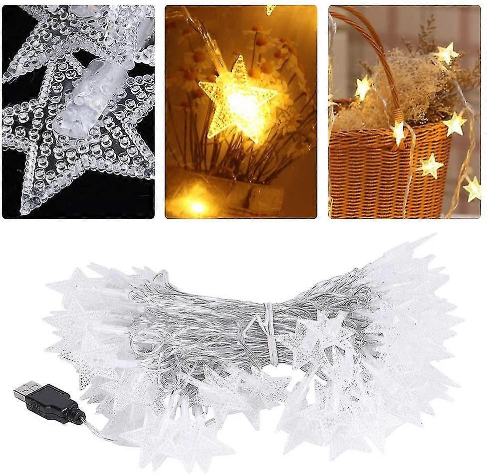 String Lamp, Festive Decor 10m/32.8ft Five-pointed Star Warm White
