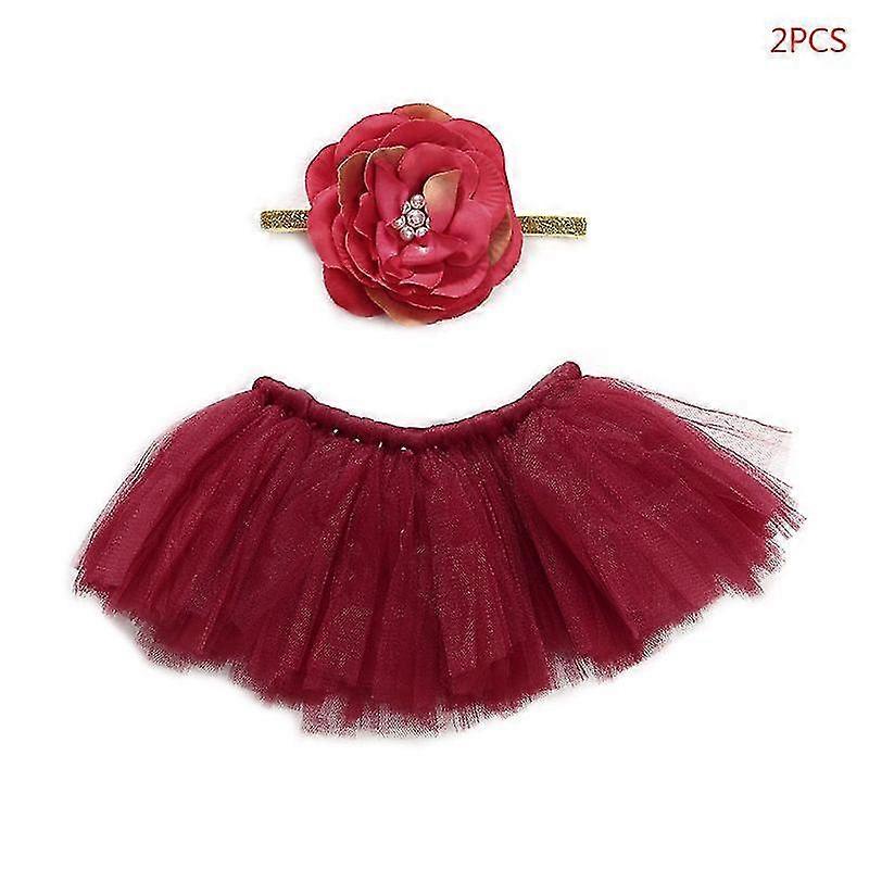 Baby Headdress Flower Newborn Tutu Skirt Toddler Girls Photography Prop Outfits