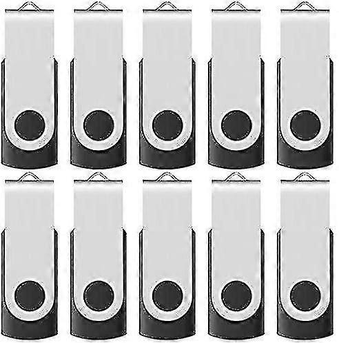 16gb Usb 2.0 Flash Memory Stick Drive Swivel Thumb Drives Bulk 10 Pack, With Led Indicator, ( Black )