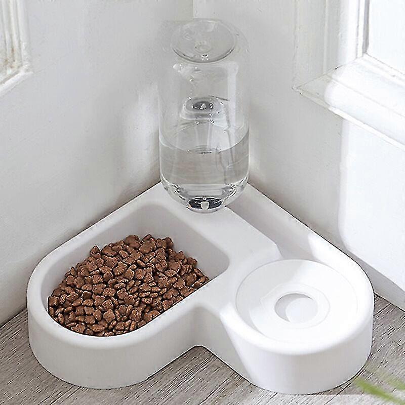Automatic Pet Fountain Water Food Dispenser, Anti Overflow Drinker And Feeder Dry Food Bowl For Cat/dog, Pet Bowl Pet Bowl 2 In 1(white)