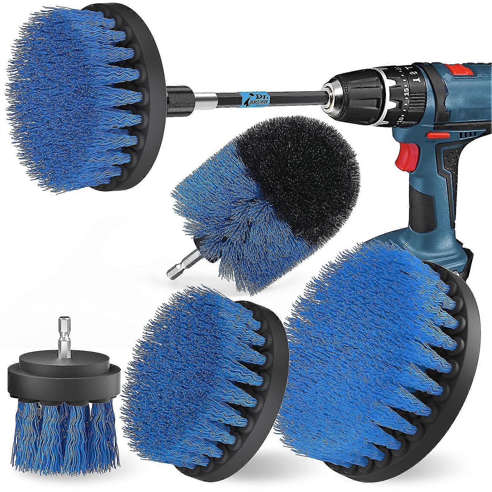 Pices Brosse Perceuse Nettoyage, Brosse Visseuse, Brosse De Forage Puissante Pour Carreaux, Cuisine, Sols, Voiture, Baignoire, Bleu