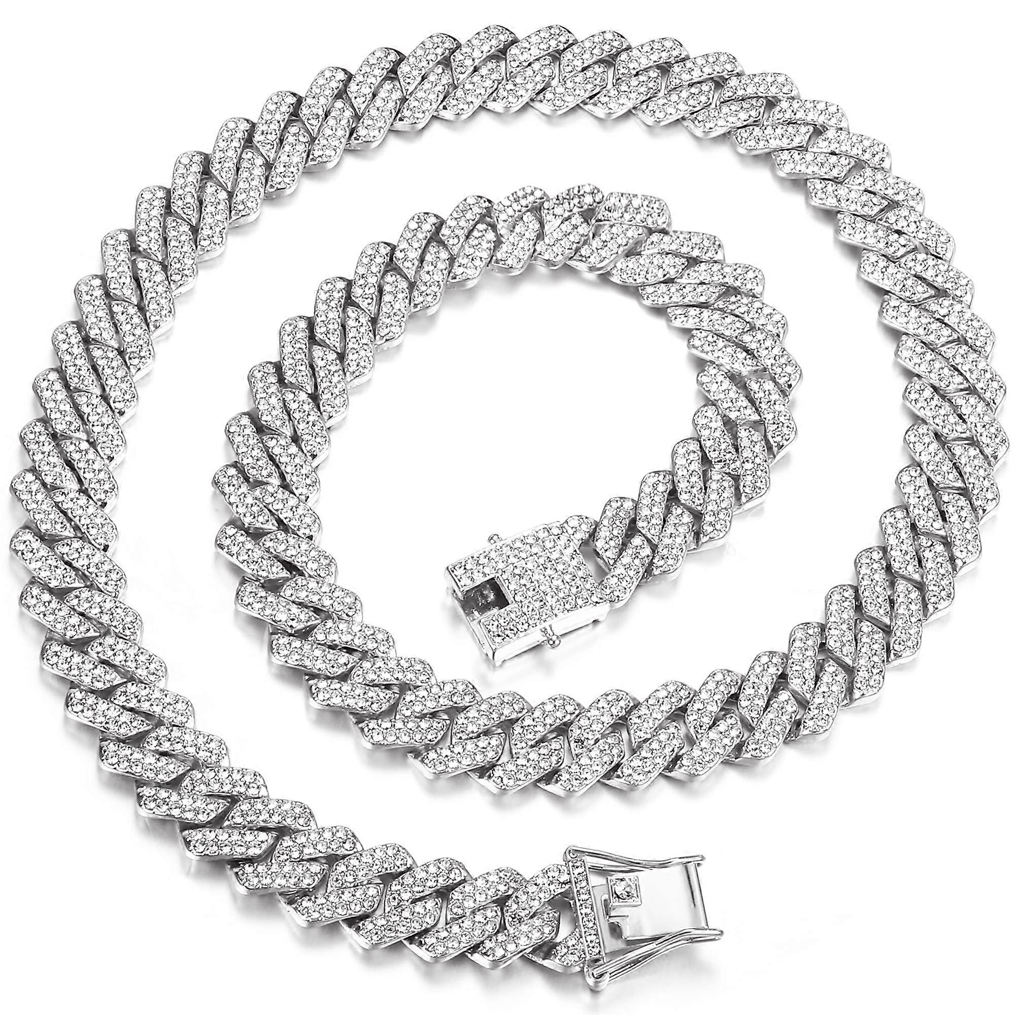 Cuban Links Chain for Men 13MM Necklace Gold Silver Plated Necklaces Chain Diamond