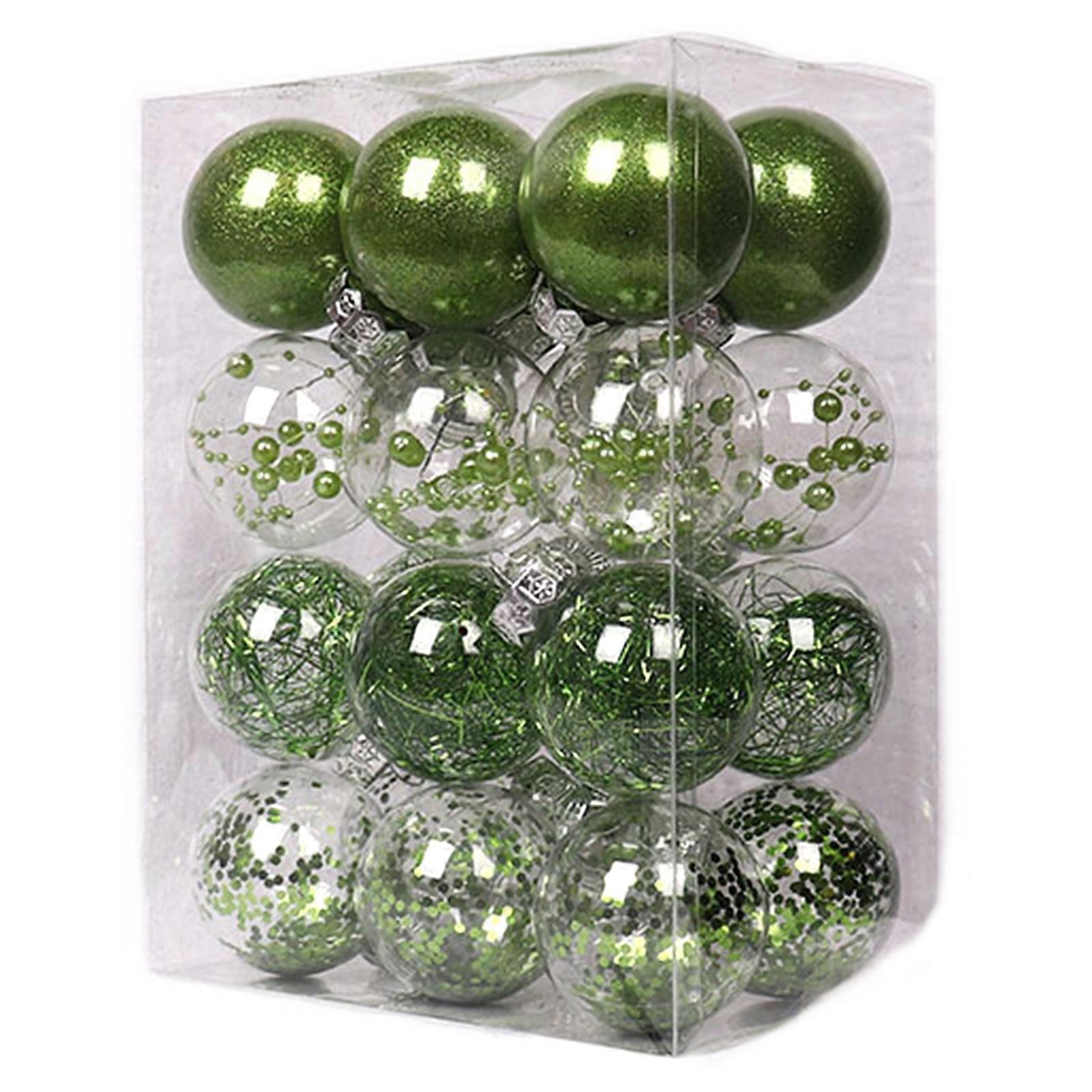 24Pcs Christmas Balls Transparent Colored Easy Hanging Xmas Party Decoration Ball Pendants Party Supplies KAESI