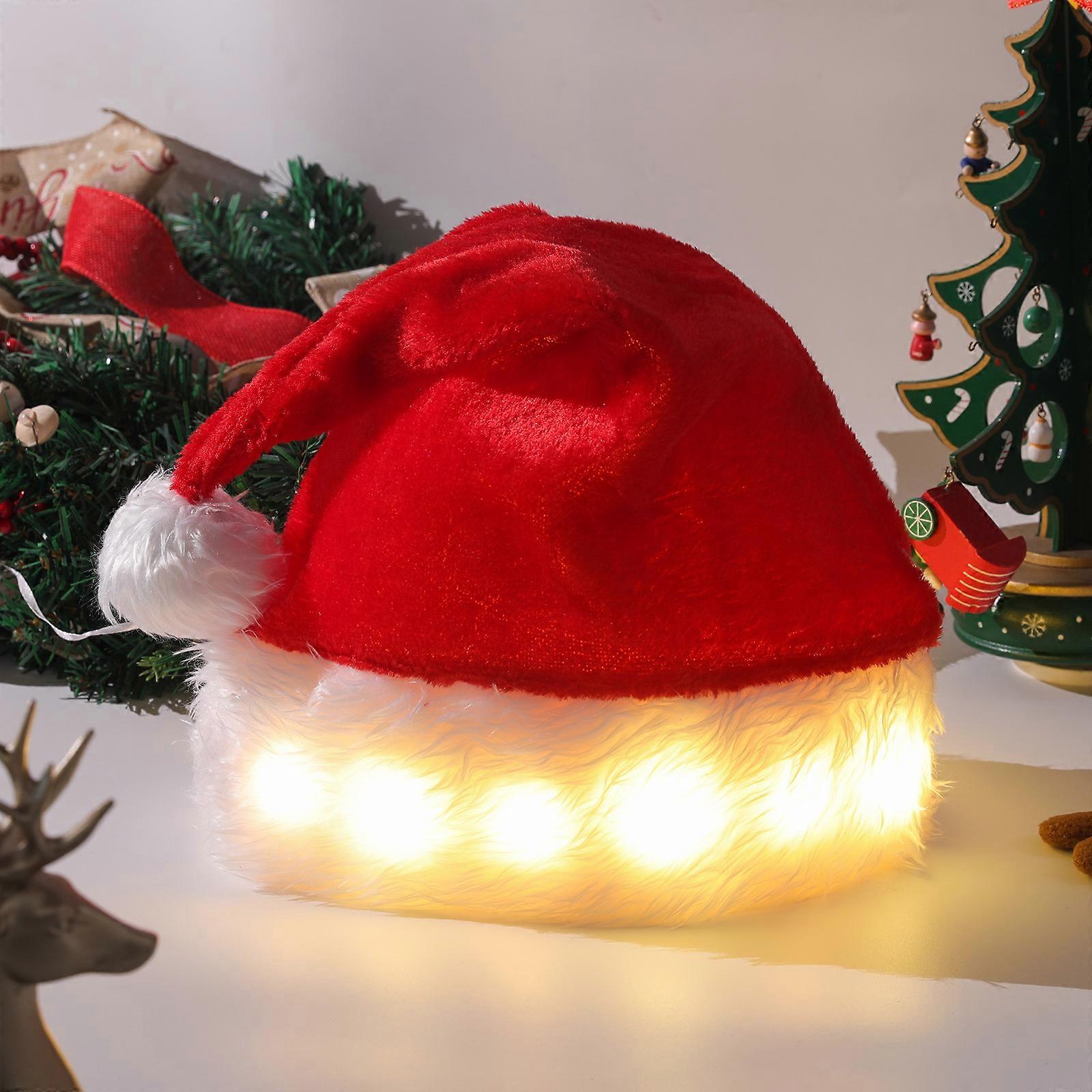 Novelty Plush Santa Hat    Light Up