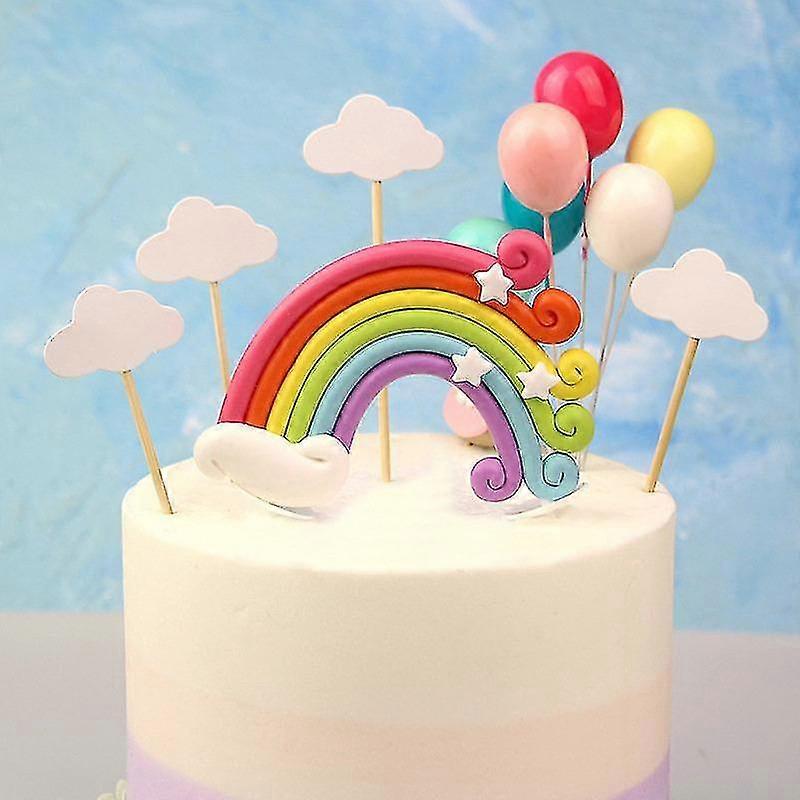 Rainbow Cake Topper Set Niños Cumpleaños Hornear Decoración