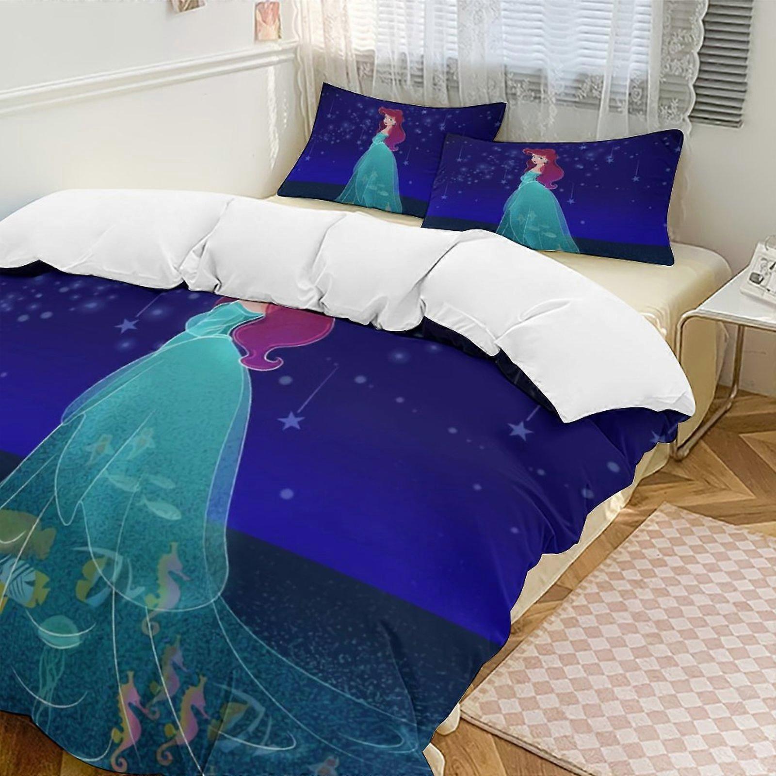 v3804 Lençóis de Cama ArielCartoon Collection Conjunto de Edredom de 3 Peças, Decoração de Cama Personalizada para Crianças e Adolescentes Lençóis yuq3804