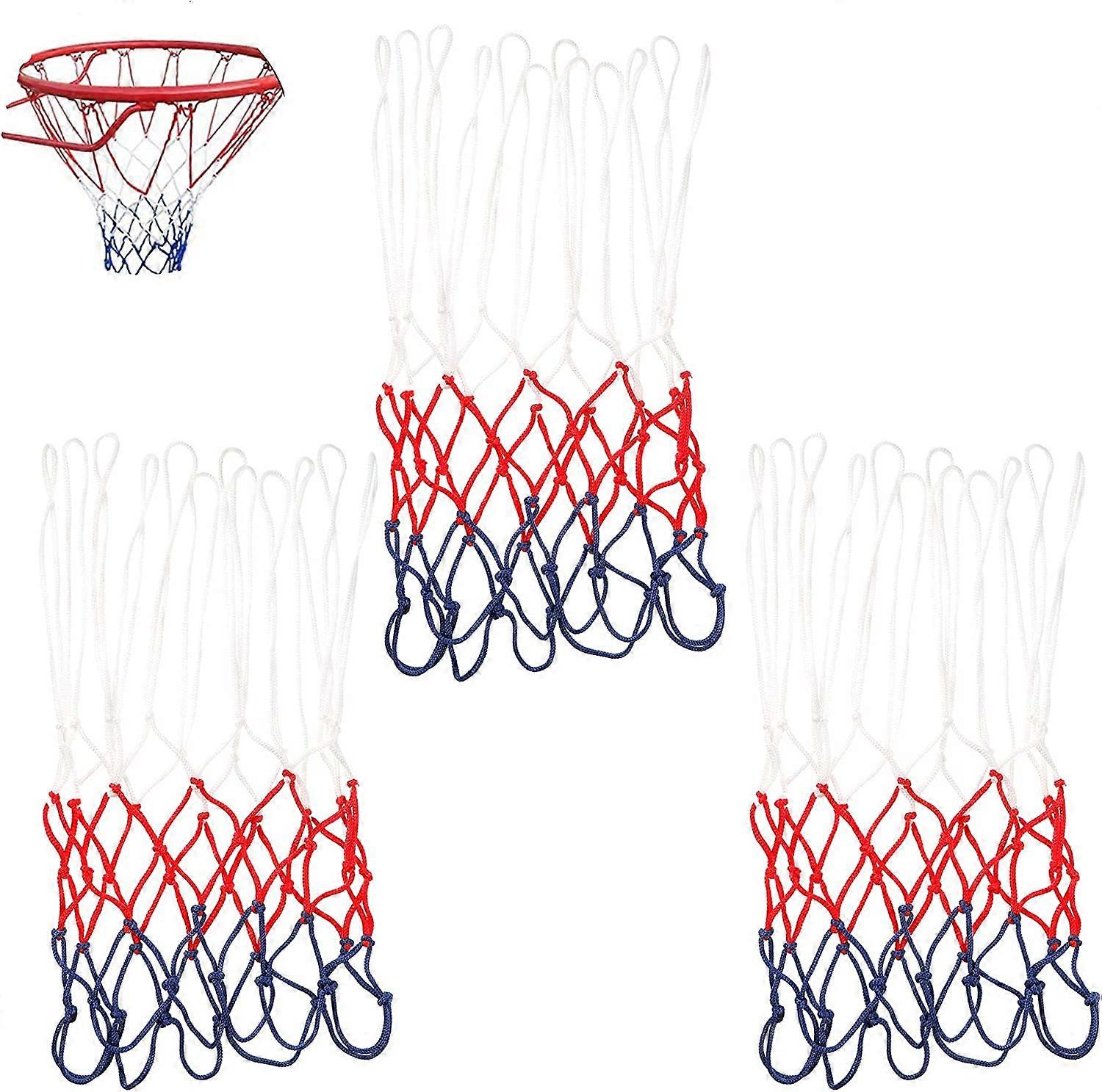 LN-Pack of 3 Professional Basketball Net - Basketball Replacement Net - Ball Net for Standard Size Basketball Hoop - Net for Outdoor Basketball Hoop