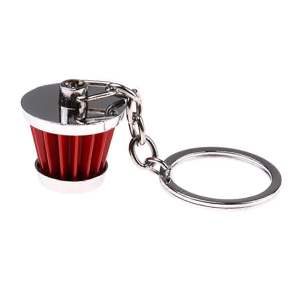 Fashion Creative Car Air Filter Model Keychain Keyfob Key Ring Silver&Red