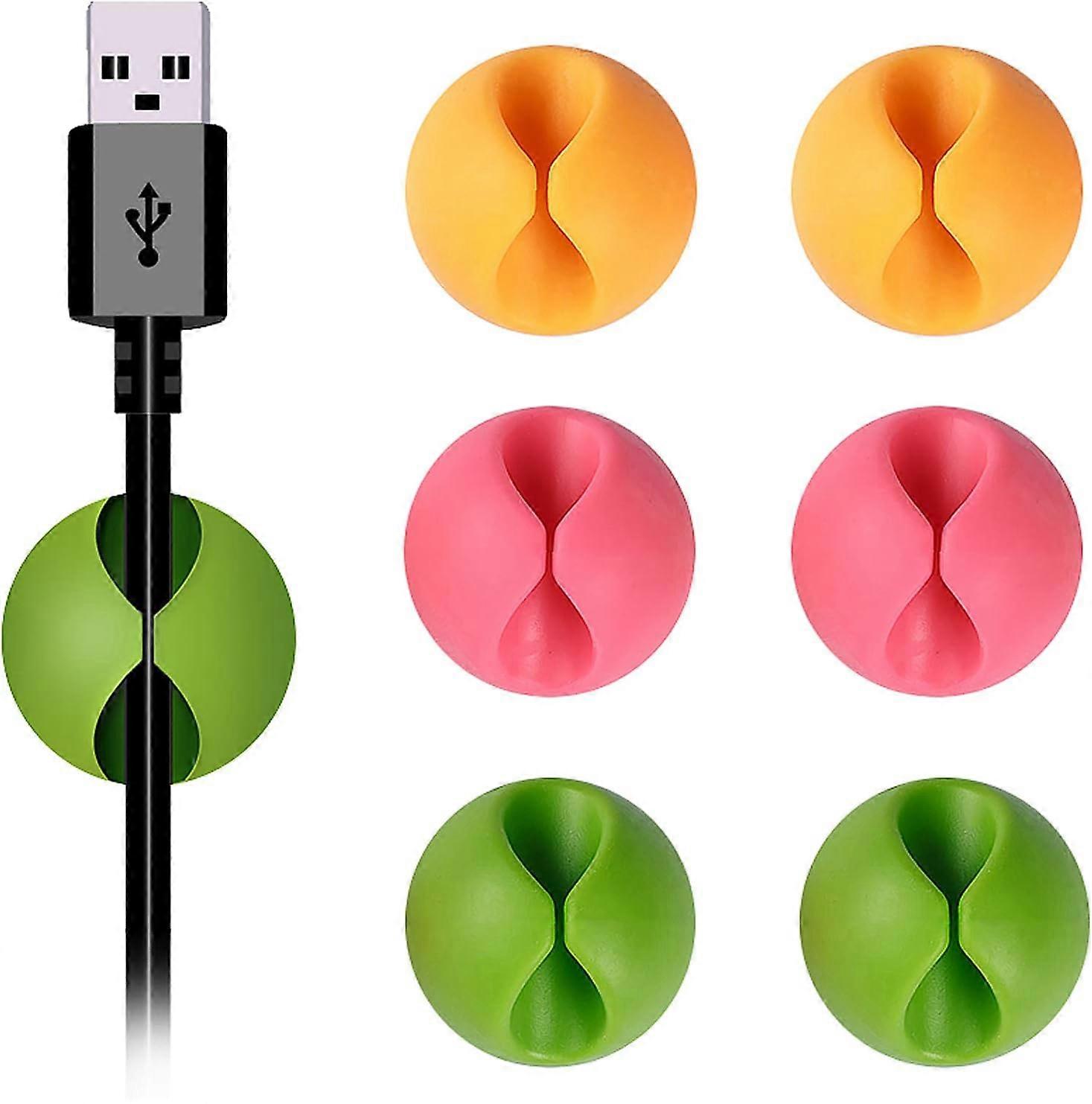 Cable Clips, Desk Cable Drop, Desk Wire Clips for All Your Computer, Electrical, Charging or Mouse Cord (Colorful,6pcs)