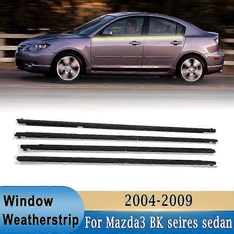 Για τη Mazda 3 2004-2009 4pcs παράθυρο Weatherstrip εξωτερικό παράθυρο γυαλί σφράγισης λουριών διακοσμητικές λωρίδες για τα μπροστινά πίσω παράθυρα αδιάβροχο xi