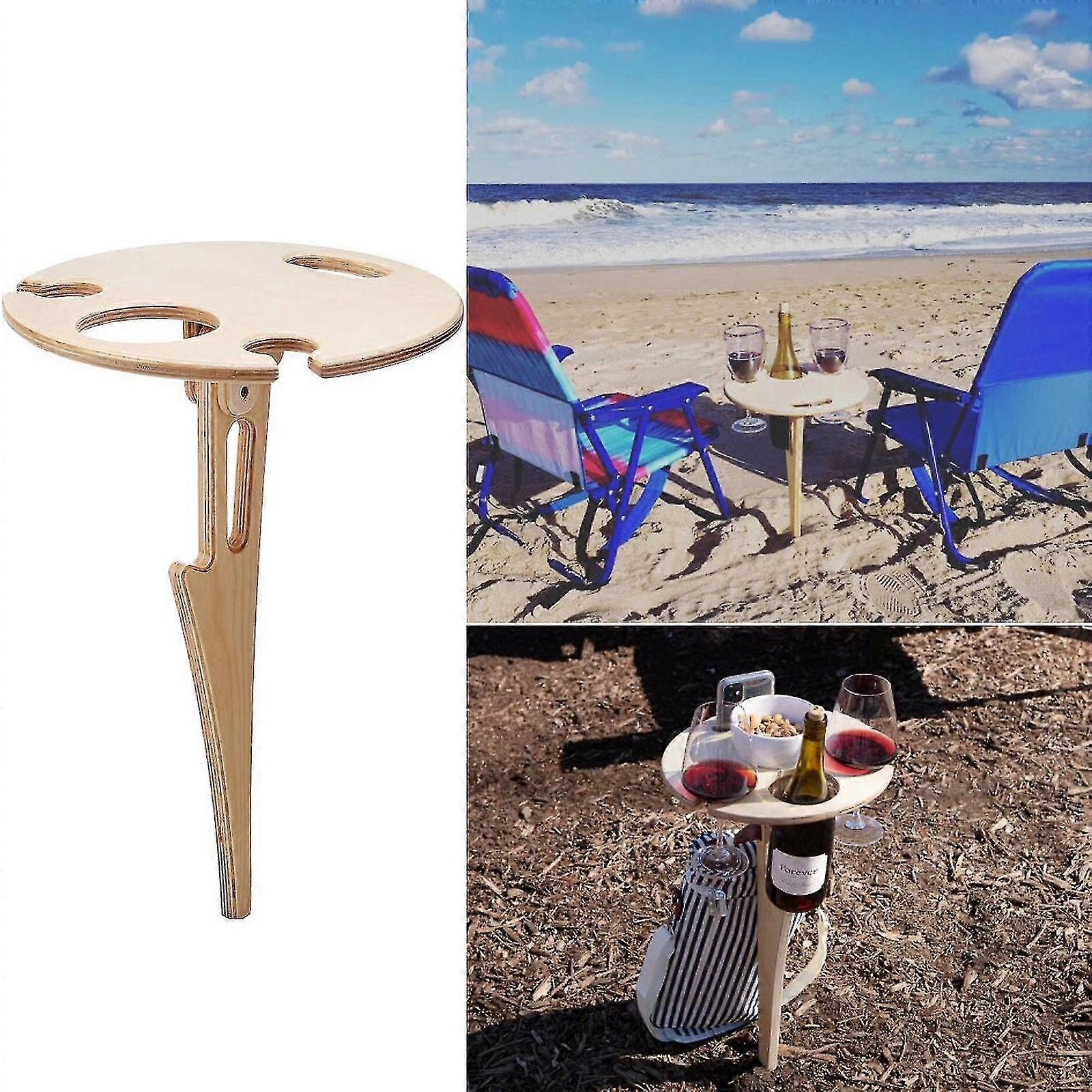 Outdoor Wine Rack Beach Wine Table-single Layer Log Coloroutdoors And Sports