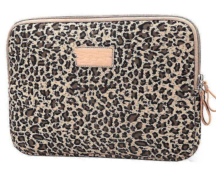 Leopard Print Tablet Laptop Portátil Manga Bag Pasta 14 polegadas