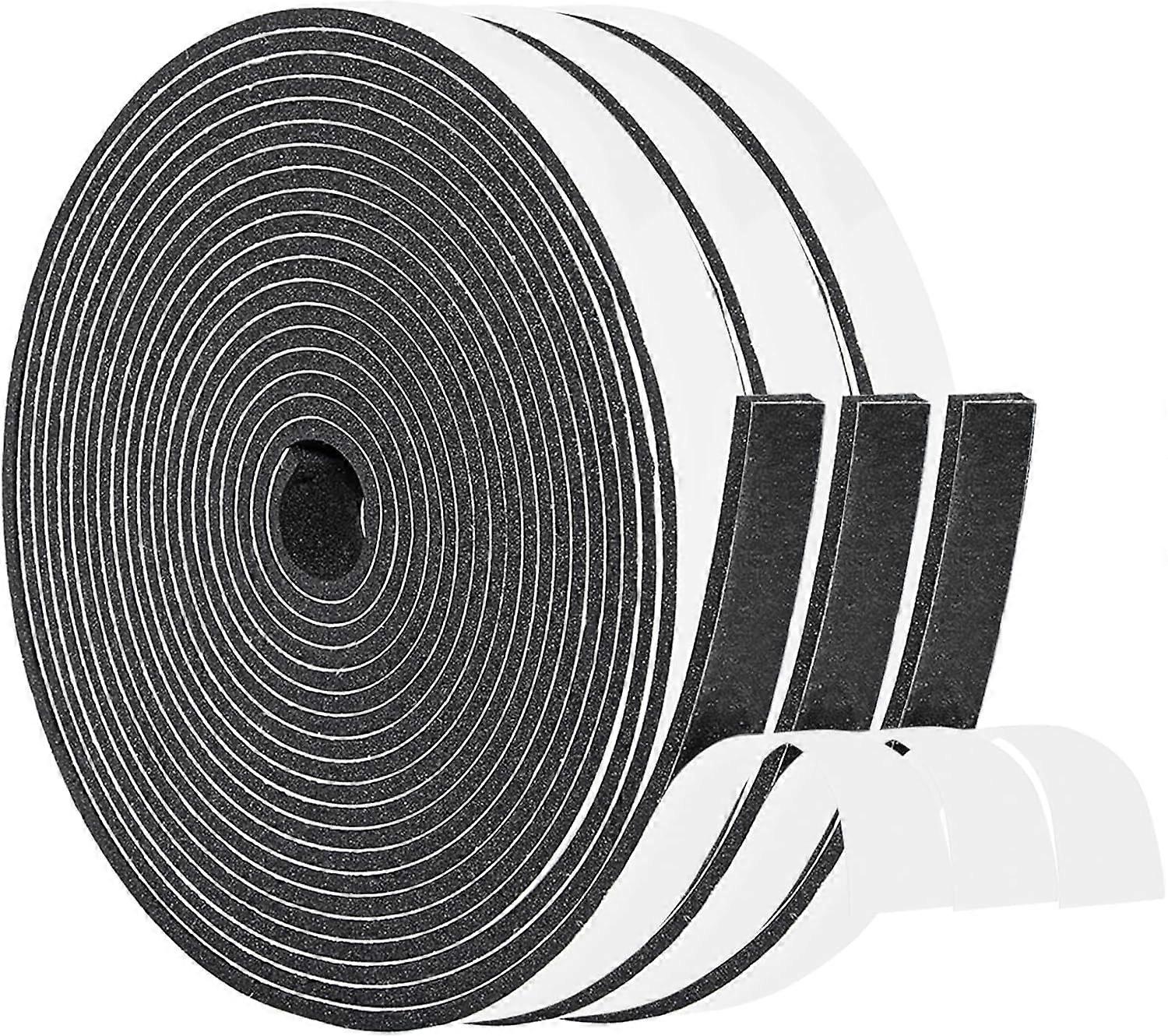 Door Seal, Window Seal Insulation, Anti-Cold Front Door Seal, 3 Rolls x 15 mm(W) x 5 mm(H) x 15 m(L), Black and White (Each 5 m)