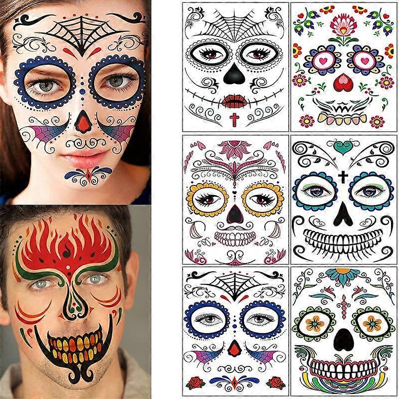 9 Pack Face Stickers Creative Stickers Halloween Skull Decals