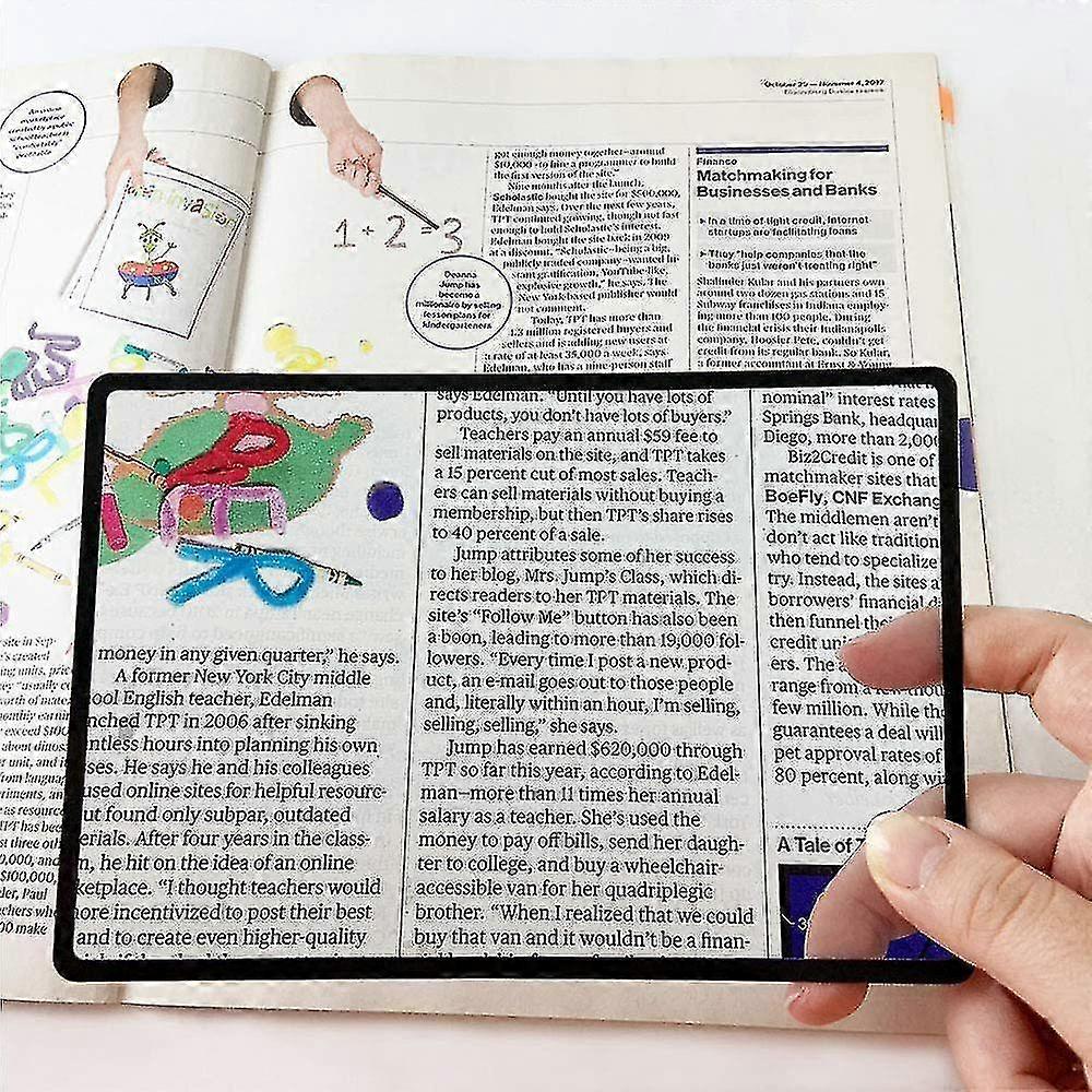 3x Page Magnifying Lens With 3 Bonus Bookmark Magnifiers For Reading Small Prints, Low Vision Aids & Solar Projects