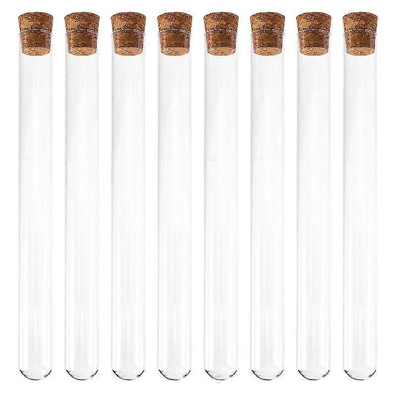8pcs Glass Test Tubes Liquid Storage Containers Round Bottom Tubes With Stoppers