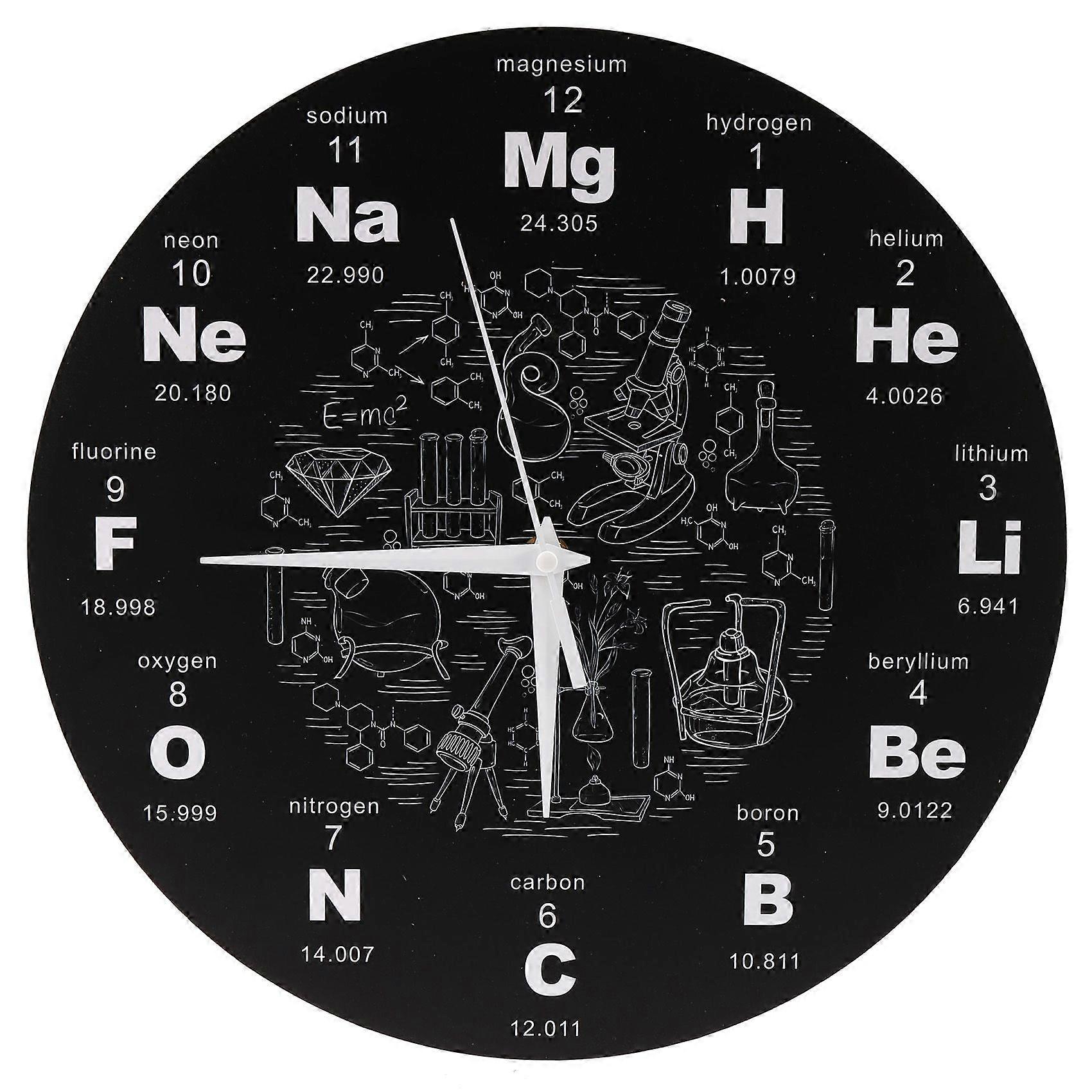Periodic Table of Elements Wall Art Chemical Symbols Wall Clock Educational ElementaL Display Classroom Clock Gift Black