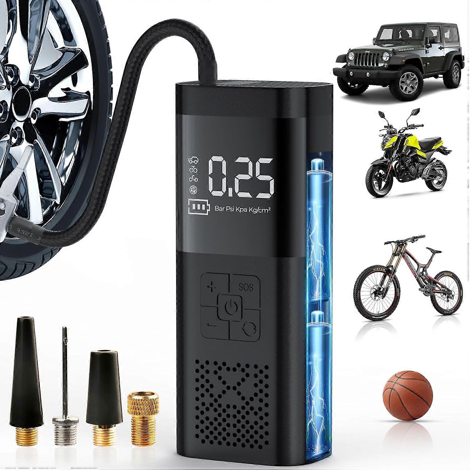 nice Tire Inflator Portable Air Compressor 150PSI 6000mAh Powerful Tire Inflator, 2X Faster Inflating Speed with LCD Display for Car Parts, Bicycle an