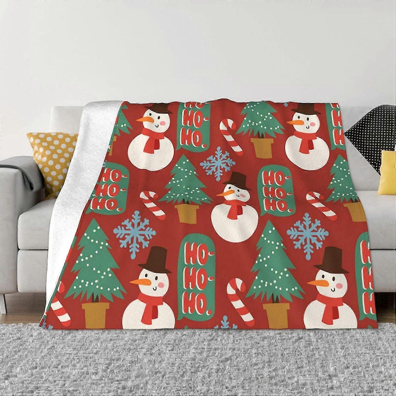 الفانيلا الصوف رمي بطانية عيد الميلاد شجرة الصنوبر ثلج رجل الثلج بطانيات فائقة النعومة المفرش لغرفة النوم التخييم أريكة-KHGT342ids10470