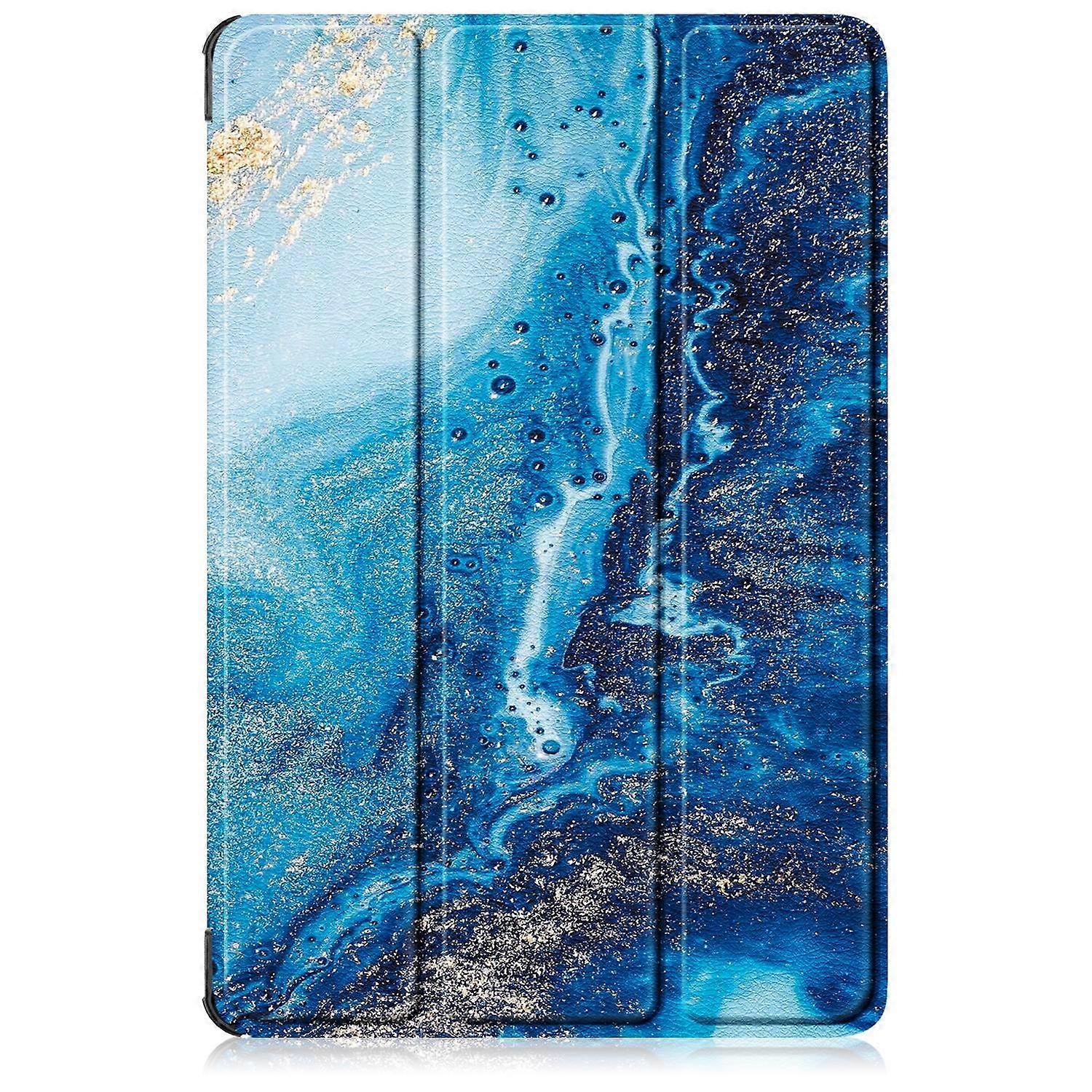 Tablet Case For Lenovo Tab M11/ Xiaoxin Pad 11 2024 Custer Coloured Drawing 3-folding Leather Smart Tablet Case(Waves)