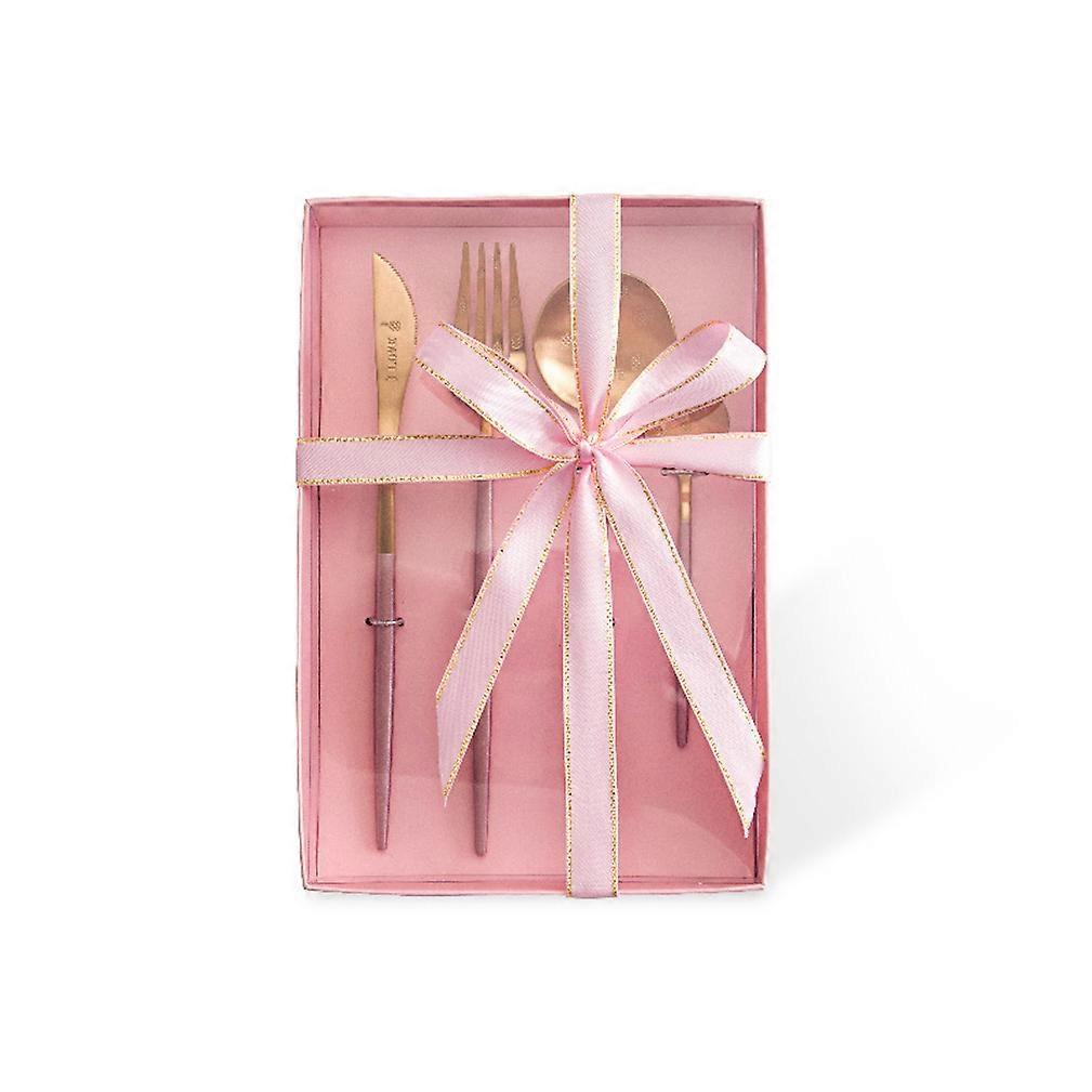 4pcs Cutlery Set Tableware Tableware Spoons Fork Knife Pink Stainless Steel