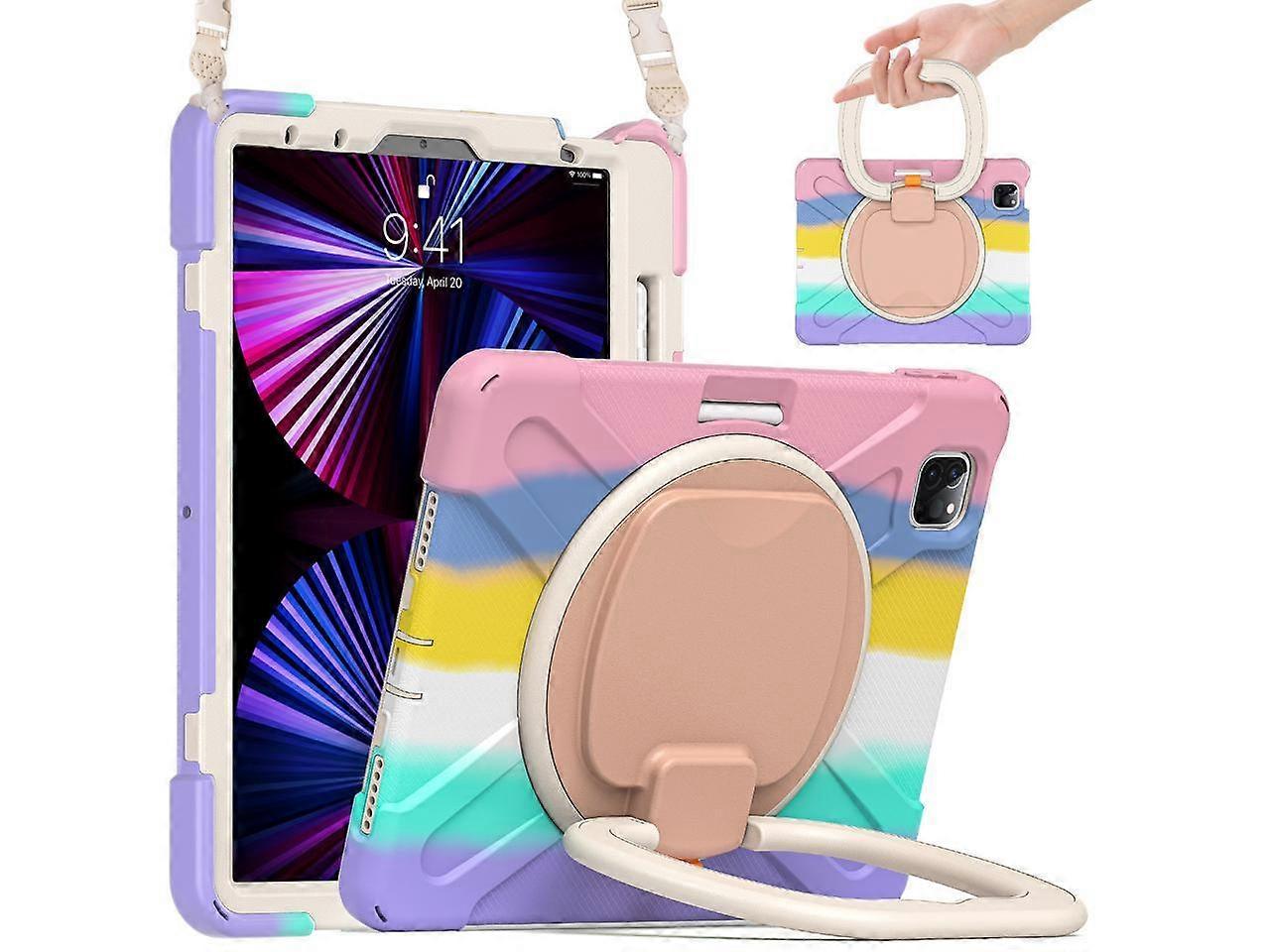 Case for iPad Pro 11 inch 2021 2020 2018/ iPad Air 4 / Air 5 10.9 Inch, 360 Rotating Multi-Functional Handle-Kickstand Shockproof Cover with Built-in 