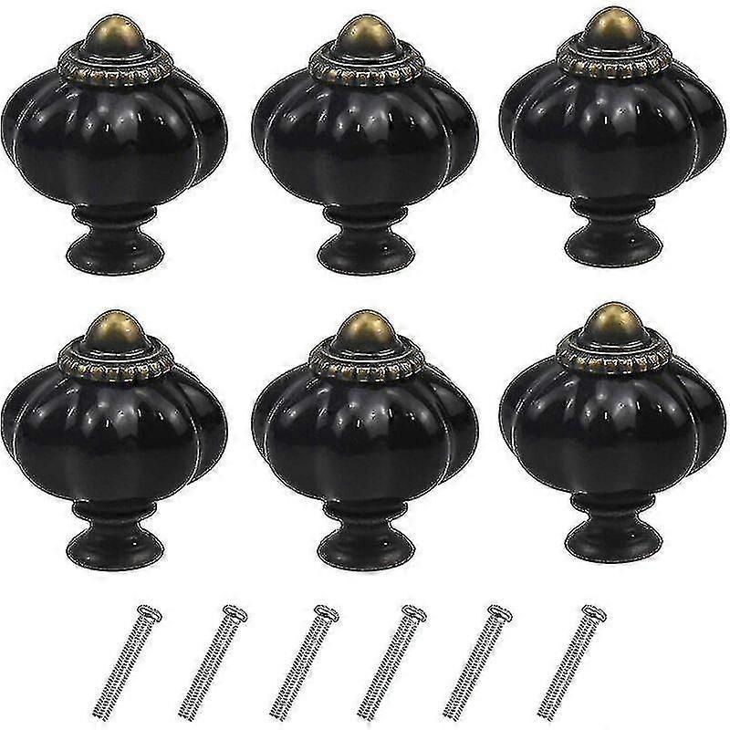 6pcs Vintage Pumpkin Knobs, Antique Furniture Handle, Drawer Door Knobs Acrylic Pull