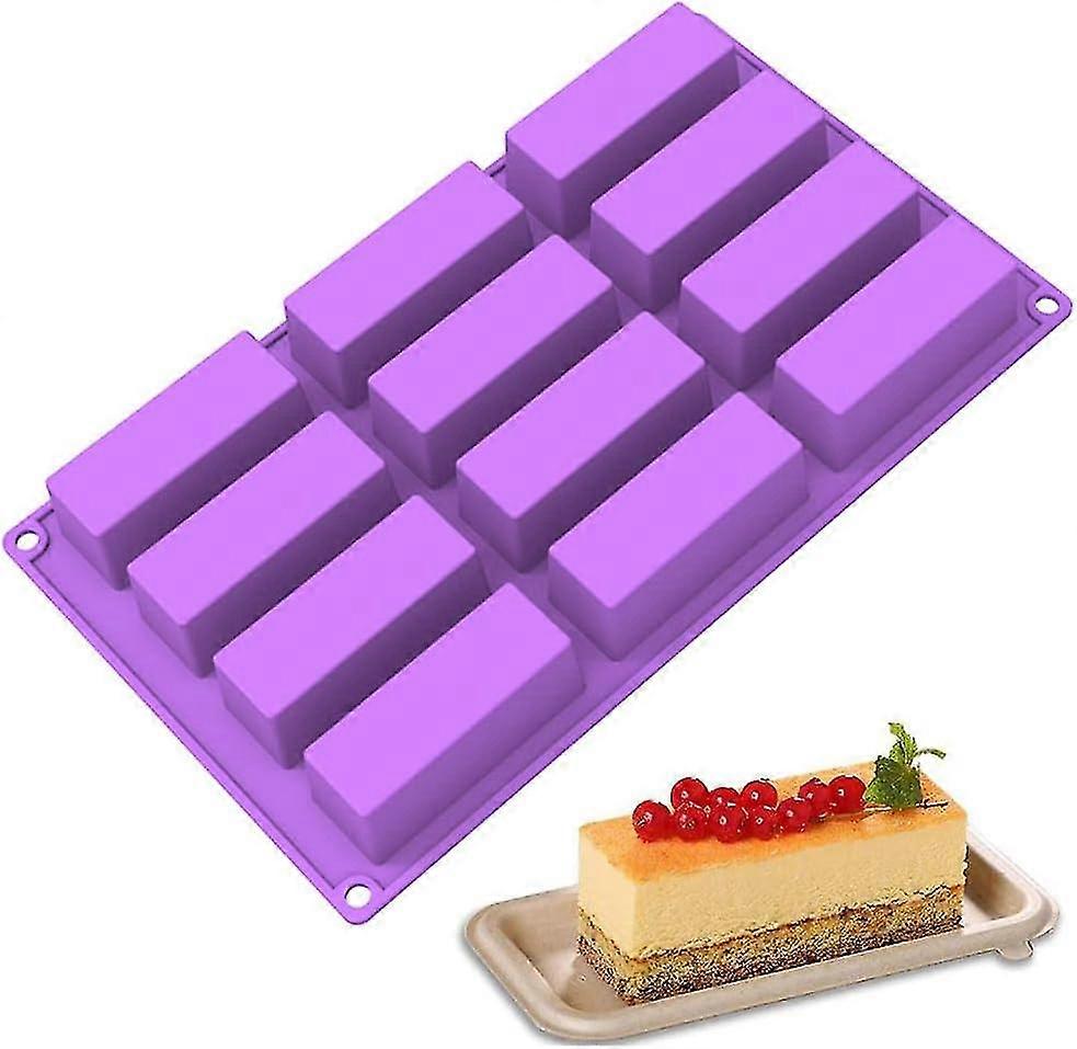 12-cavity Silicone Rectangle Molds - Versatile Baking & Soap Mold