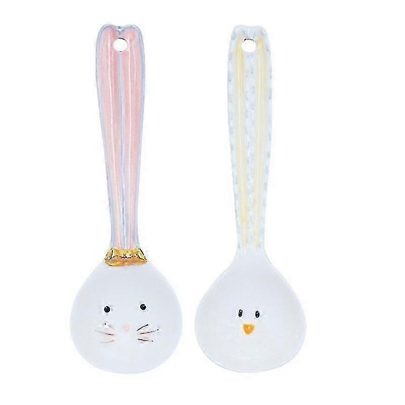 2 Pcs Ceramic Coffee Spoon Practical Stirring Spoon Soup Spoons Breakfast Spoon
