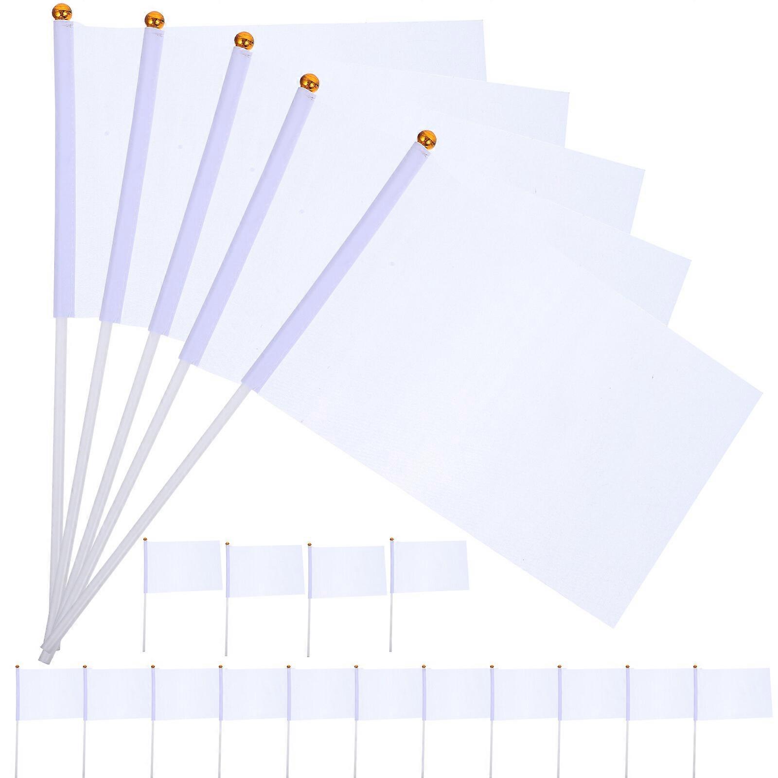 20pcs Portable Hand-cranked Bunting Hand-cranked Flag Commanding Referee Flag Hand-cranked Flag Command Flag (White)