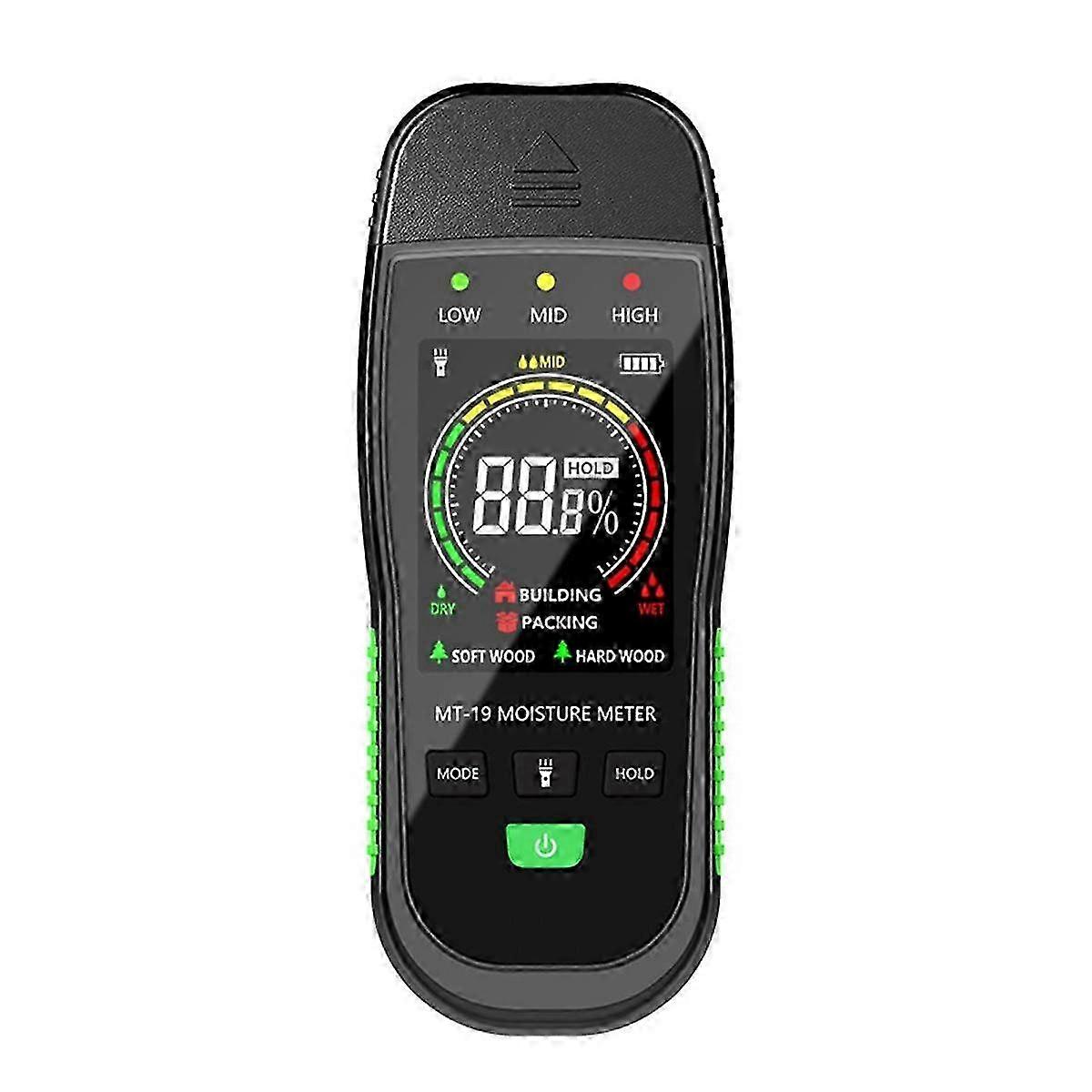 Mt19 Color Screen Wood Moisture Meter Wall Moisture Content Tester Paperboard Humidity Detector Cement Brick Moisture