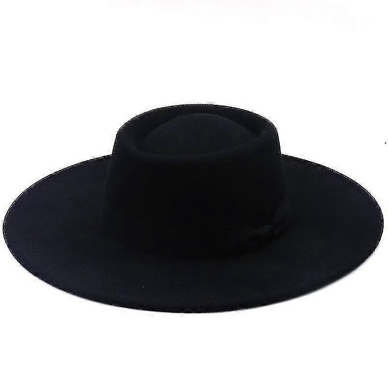 Kalapok férfiaknak és nőknek Gyapjú nemez táltos kalap Bowknot lapos tetejű stílus széles karimájú könnyű retro klasszikus