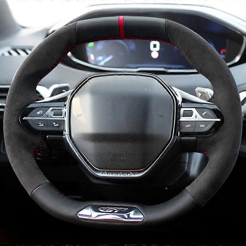 Customized Car Steering Wheel Cover Non-Slip Suede Braid For Peugeot E-208 2020 508 208 2019 2020 3008 4008 5008 2016-2019