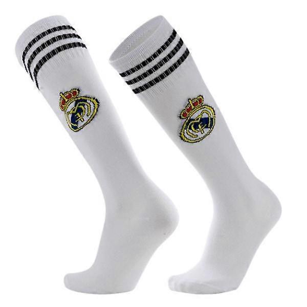 儿童膝上足球袜 训练运动袜 男生 学生 长管袜 （白色 皇家马德里 30-37 码）