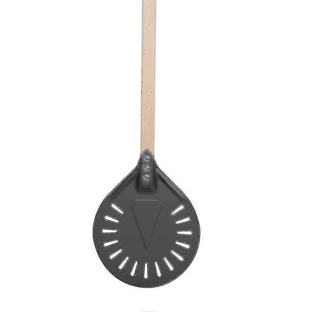 Pizza Virando Pizza Peel Paddle Short Round Pizza Tool Non Slip Punho de Madeira 9 polegadas perfurado