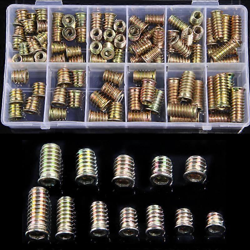 94PCS M6 M8 carbon steel Thread For Wood Insert Nut Flanged Hex Drive Head Furniture Nuts Hexagon Socket Countersunk Head Nuts
