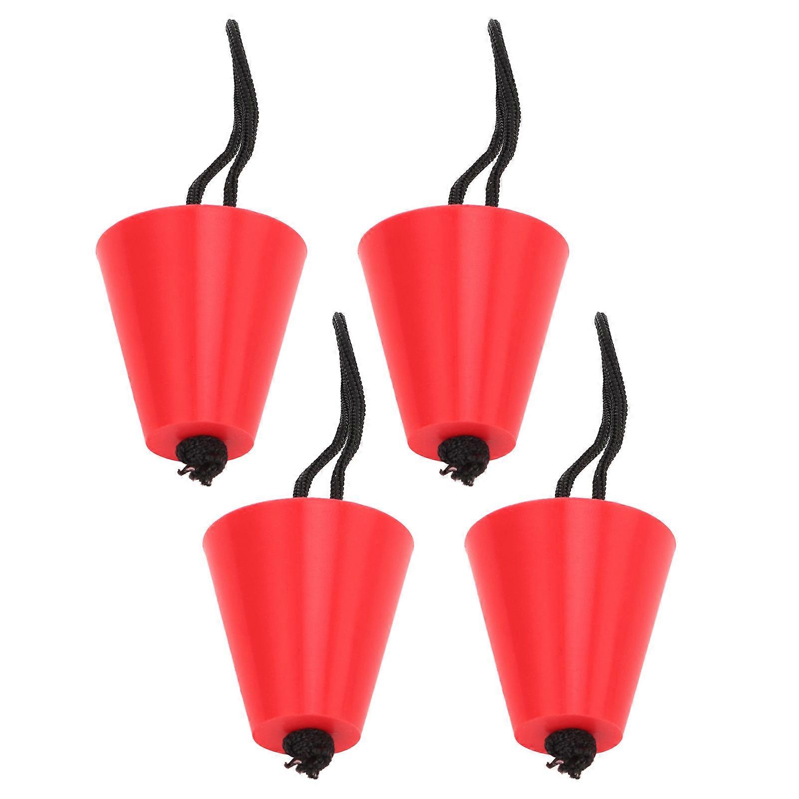4 قطع Scupper Plug Kit مع الحبل مرنة سيليكون استنزاف ثقوب سدادة سدادة عالمية لزوارق الكاياك الأحمر