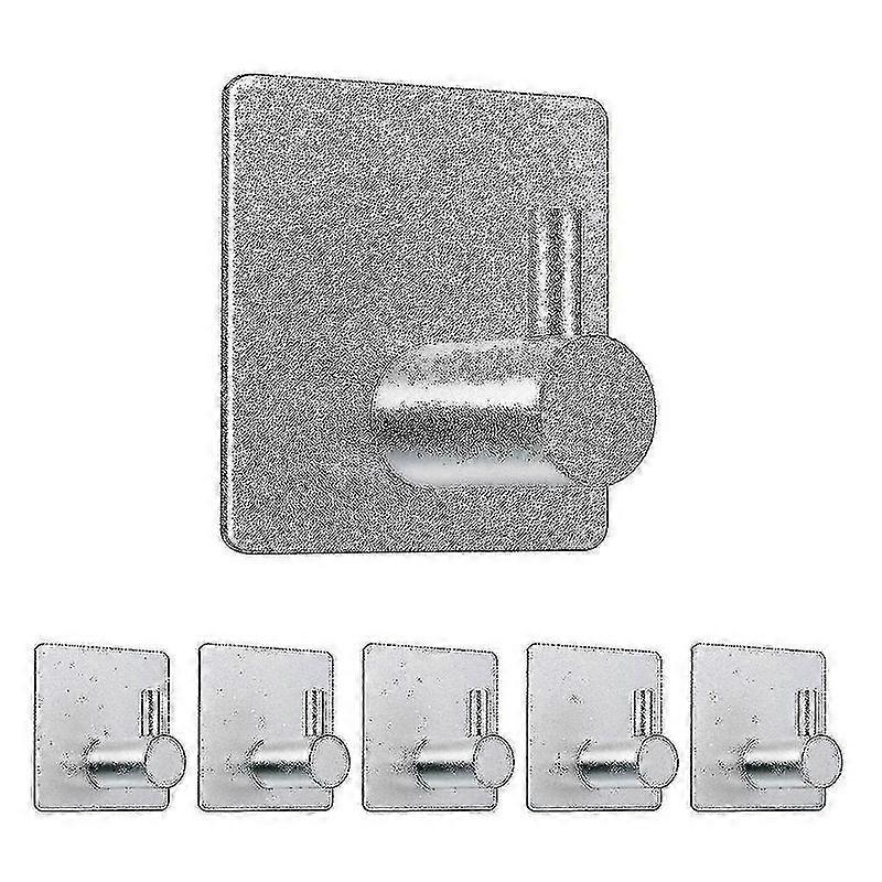 6pcs Adhesive Hooks For Bathroom Kitchen Living Room Silver