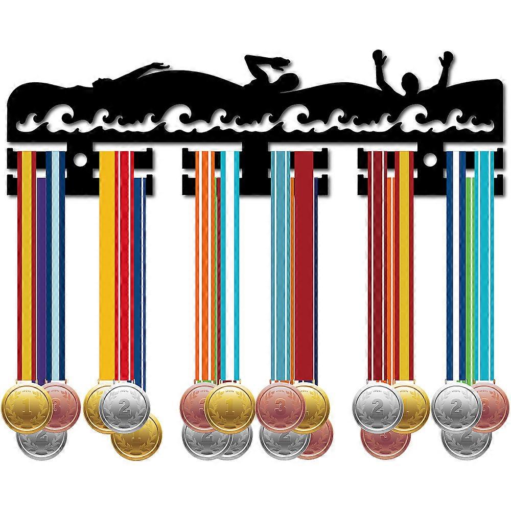 Acrylic Medal Holder Medals Display Hanger Rack with Hanger Hooks Medal Holder Frame Rectangle Swimming 85x290mm Hole: 8mm