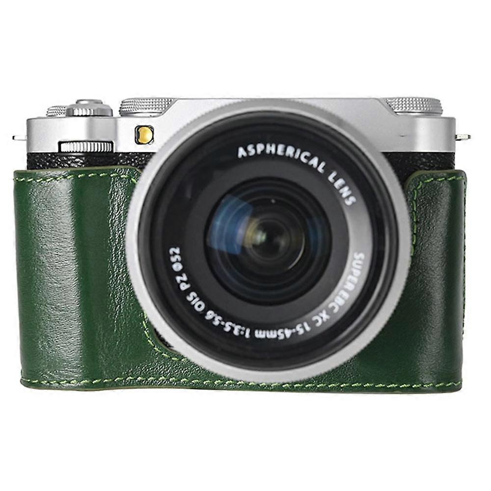 For Fujifilm X-M5 Protective Case Battery Opening Design Genuine Leather Camera Cover - Green