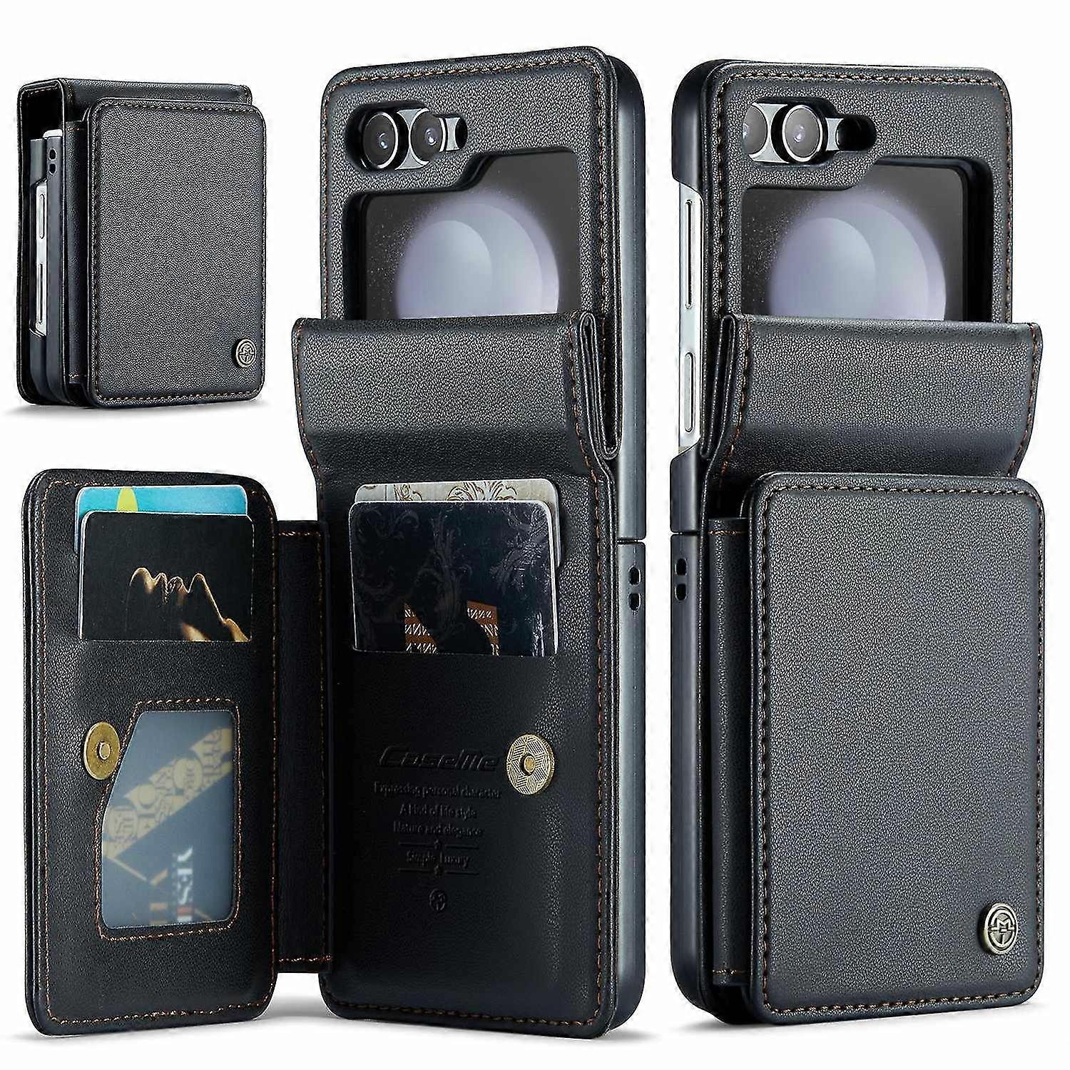 for Samsung Galaxy Z Flip 6 Case with RFID Blocking, Z Flip 6 Wallet Phone Case with Card Holder, Du