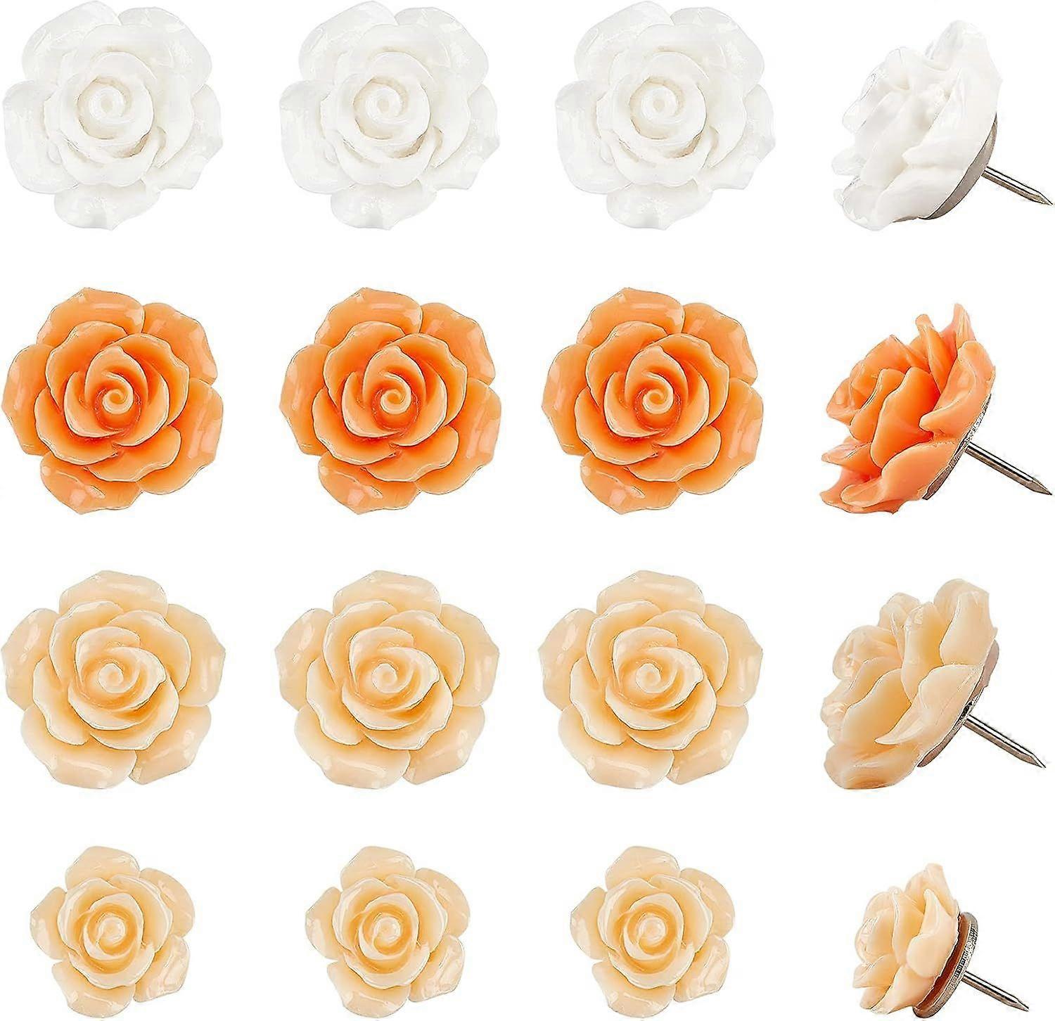 40pcs Iron Flower Pushpins Map Pins Drawing Push Pins Flower Thumbtacks Pins Resin Pushpin for Message Board Paste Painting Photo Postcard Note Paper